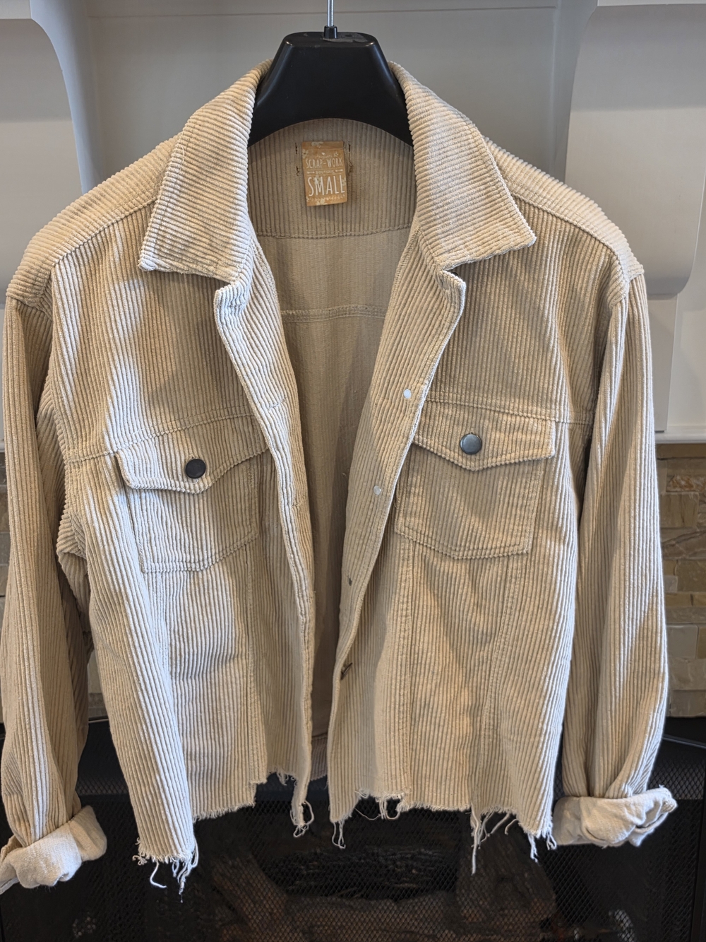 Women's Cream Corduroy Lightweight Shirt Jacket